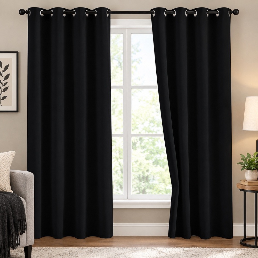 Blackout NICETOWN Curtains Home 52x84 Black New